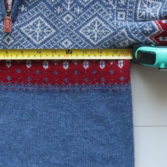 Vineyard Vines Fair Isle 1/4 Zip Sweater Blue Red Merino Wool Alpaca Long Sleeve - Picture 13 of 16